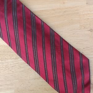 Altea Red Striped Silk Tie with Dark Accent Stripes